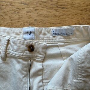 GAP Cream High-Rise Wide-Leg Crop Trousers